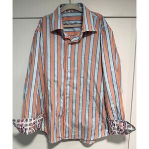 ROBERT GRAHAM Cotton Flip Cuffs Striped Button Down Kids Size S (8)